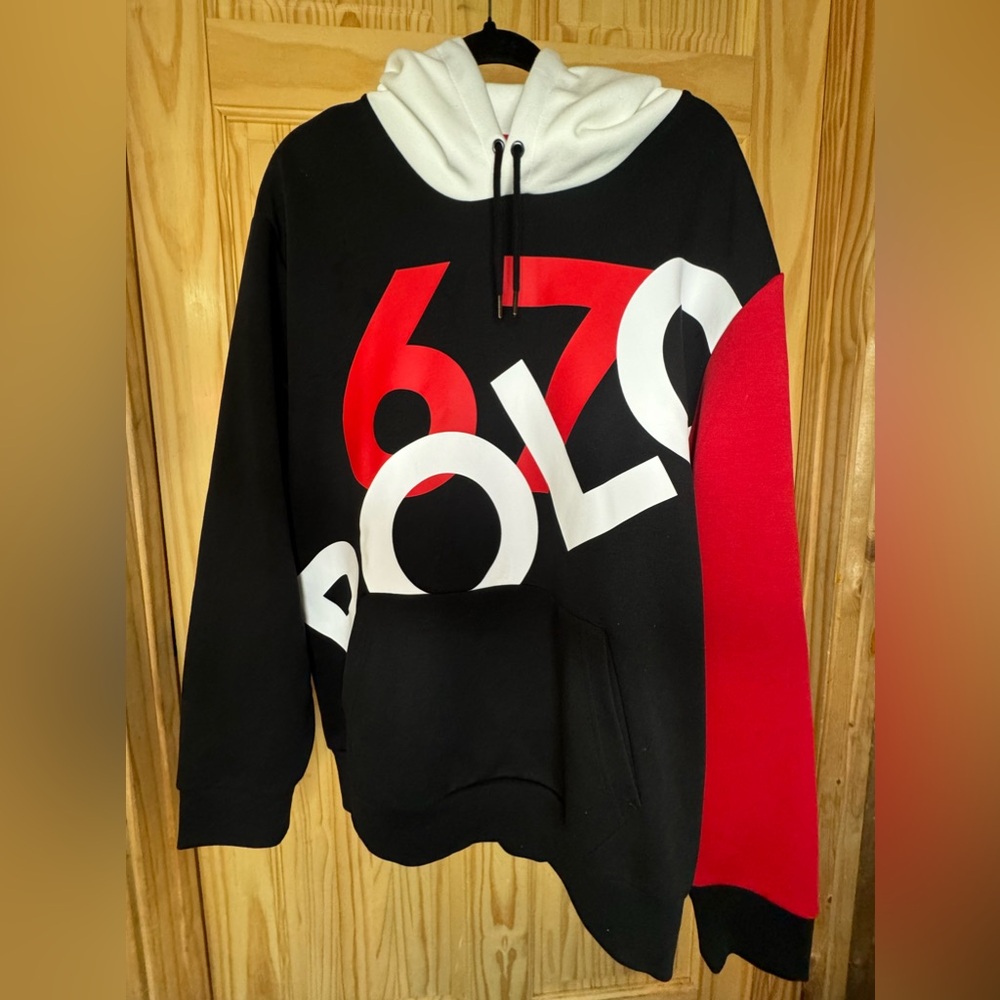 NWT Polo Hooded Sweatshirt Red Black and White